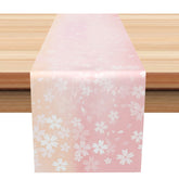 Aperturee - Aperturee Pink Cherry Blossom Spring Table Runner Japanese Sakura Floral Design Elegant Wedding or Bridal Shower Decor