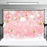 Aperturee - Aperturee Pink Christmas Backdrop Hanging Ornaments Snowflake Background for Girl Winter Xmas Holiday Party Decoration Banner