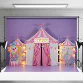Aperturee Aperturee Pink Circus Cake Smash Backdrop Cute Clown and Elephant Tent First Birthday Carnival Themed Photography Prop