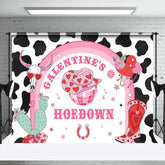 Aperturee - Aperturee Pink Cow Pattern Cowgirl Galentines Hoedown Backdrop
