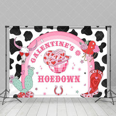 Aperturee - Aperturee Pink Cow Pattern Cowgirl Galentines Hoedown Backdrop