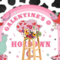 Aperturee - Aperturee Pink Cow Pattern Cowgirl Galentines Hoedown Backdrop