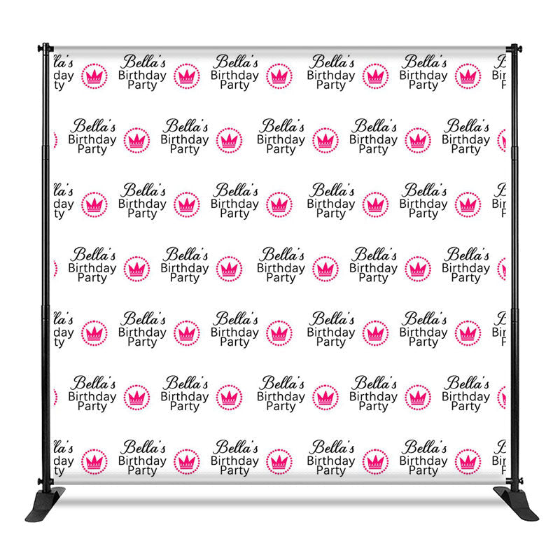 Aperturee - Aperturee Pink Crown Custom Birthday Step And Repeat Banner