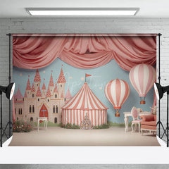 Aperturee - Aperturee Pink Curtain Tent Castle Circus Cake Smash Backdrop