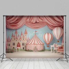 Aperturee - Aperturee Pink Curtain Tent Castle Circus Cake Smash Backdrop