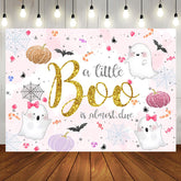 Aperturee - Aperturee Pink Cute Boo Halloween Girl Baby Shower Backdrop