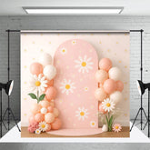 Aperturee - Aperturee Pink Daisies Balloon Arch Cake Smash Backdrop