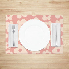 Aperturee - Aperturee Pink Daisy Floral Set of 4 Placemats For Dining