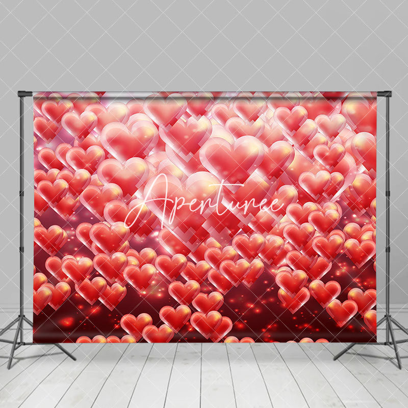 Aperturee - Aperturee Pink Dense Hearts Romantic Valentines Day Backdrop