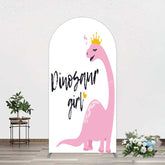 Aperturee Aperturee Pink Dinosaur Girl Birthday Party Arch Backdrop
