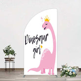 Aperturee Aperturee Pink Dinosaur Girl Birthday Party Half Moon Arch Backdrop