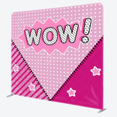 Aperturee - Aperturee Pink Doll Surprise Tension Fabric Backdrop for Girls Wow Pop Art Comic Style Glam Glitter Birthday Party Decor