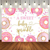 Aperturee - Aperturee Pink Donuts Sweet Baby Sprinkle Gender Reveal Backdrop
