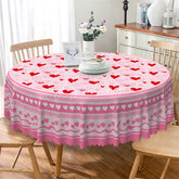 Aperturee - Aperturee Pink Doodle Heart Wing Round Tablecloth Sketch Love Pattern Table Cover for Baby Shower