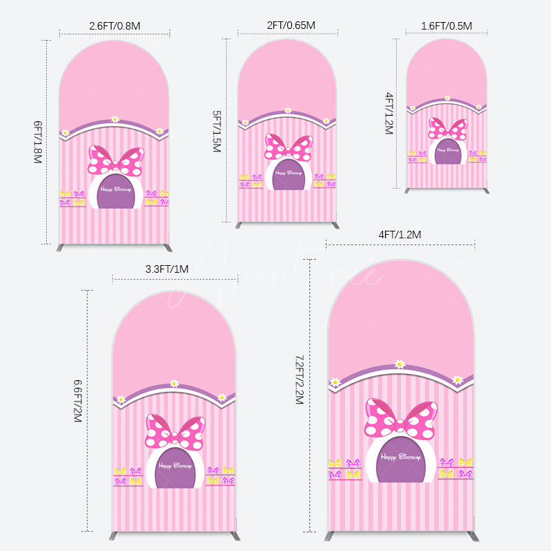 Aperturee - Aperturee Pink Fairy Tale Mouse Happy Birthday Arch Backdrop