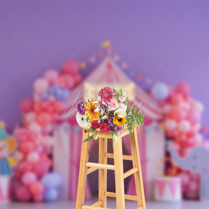 Aperturee - Aperturee pink fairytale circo tent cake Smash Photo Backdrop