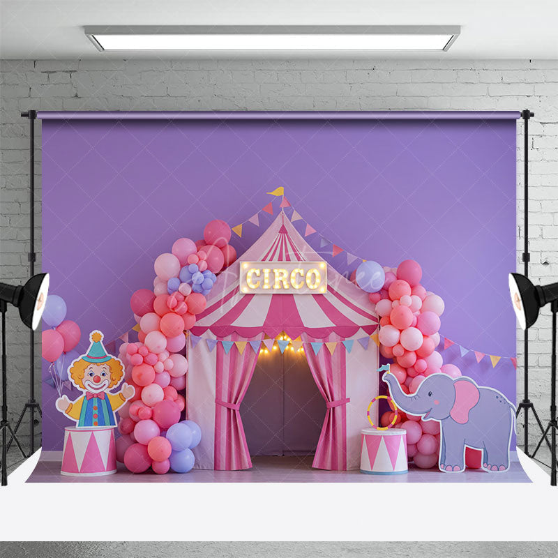 Aperturee - Aperturee pink fairytale circo tent cake Smash Photo Backdrop