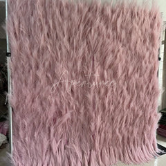 Aperturee - Aperturee Pink Feathery Artificial Flower Wall Backdrop Romantic Pampas Grass Style for Wedding and Baby Shower Decor