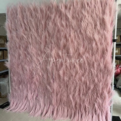 Aperturee - Aperturee Pink Feathery Artificial Flower Wall Backdrop Romantic Pampas Grass Style for Wedding and Baby Shower Decor