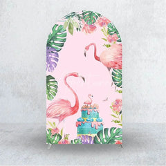 Aperturee - Aperturee Pink Flamingo Tropical Backdrop Vibrant Summer Party Birthday Decor Beach Luau Photo Booth Background