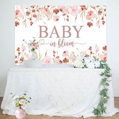 Aperturee - Aperturee Pink Floral Baby In Bloom Gender Reveal Backdrop