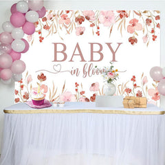 Aperturee - Aperturee Pink Floral Baby In Bloom Gender Reveal Backdrop