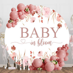 Aperturee - Aperturee Pink Floral Baby In Bloom Round Gender Reveal Backdrop
