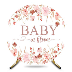 Aperturee - Aperturee Pink Floral Baby In Bloom Round Gender Reveal Backdrop