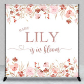 Aperturee - Aperturee Pink Floral Baby Is In Bloom Custom Name Backdrop