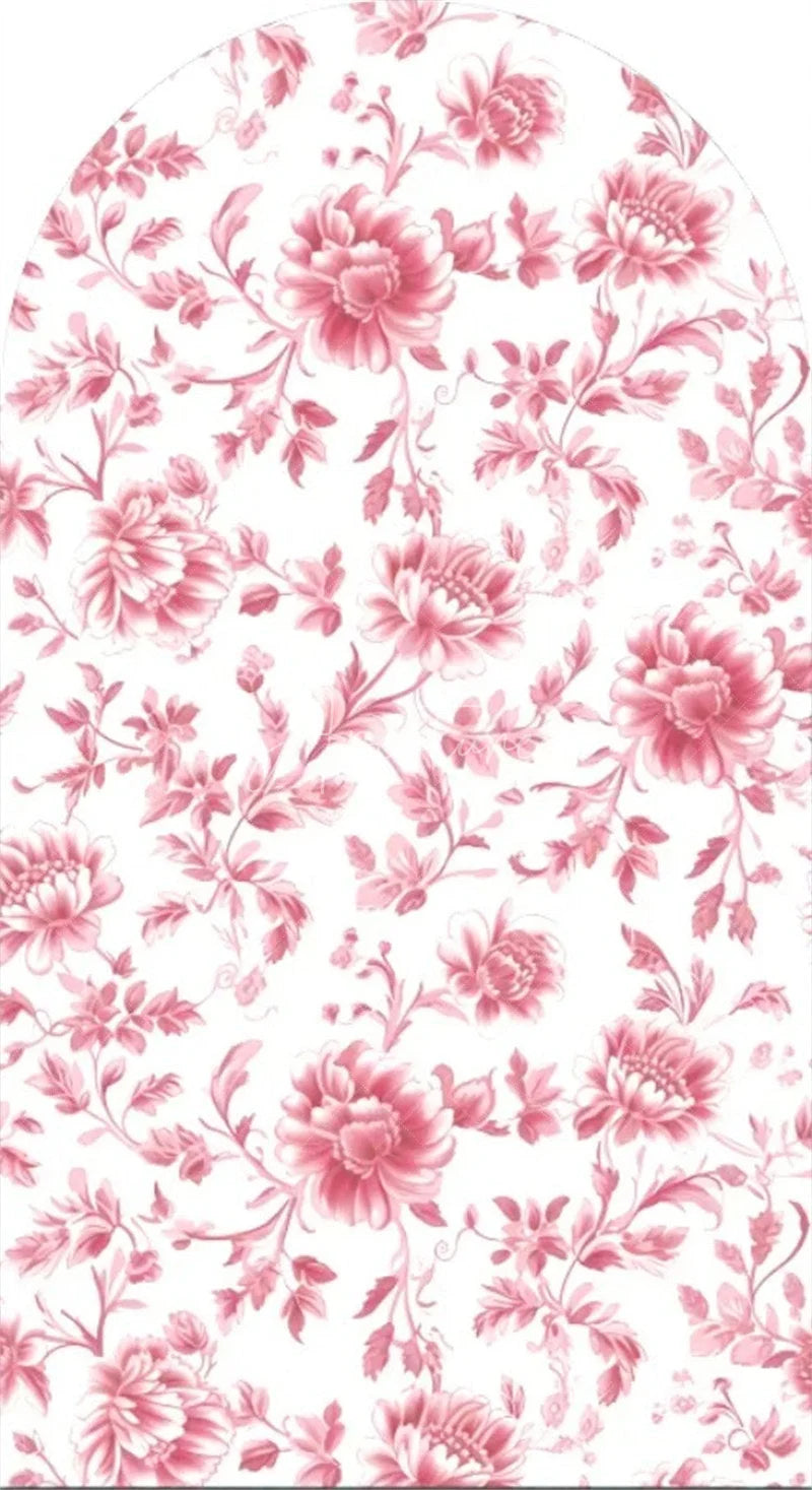 Aperturee - Aperturee Pink Floral Boho Arch Backdrop Delicate Flower Party Decor Rustic Photo Background for Birthday Baby Shower