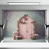 Aperturee - Aperturee Pink Floral Cabin Fresh And Sweet Spring Backdrops