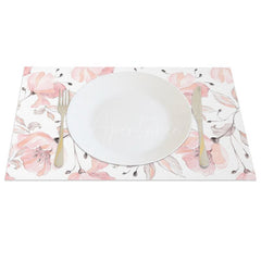 Aperturee - Aperturee Pink Floral Fine Art Sweet Spring Set of 4 Placemats