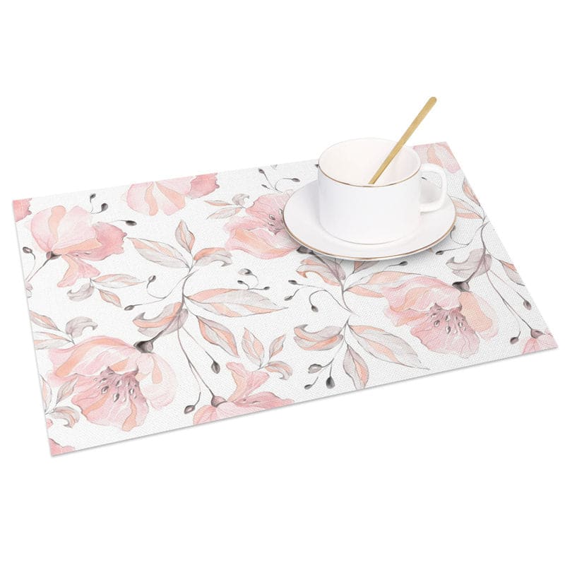 Aperturee - Aperturee Pink Floral Fine Art Sweet Spring Set of 4 Placemats