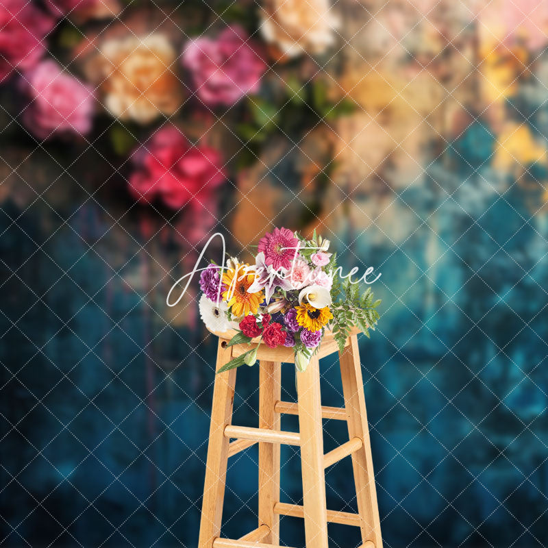 Aperturee - Aperturee Pink Floral Lake Blue Fine Art Photography Backdrop