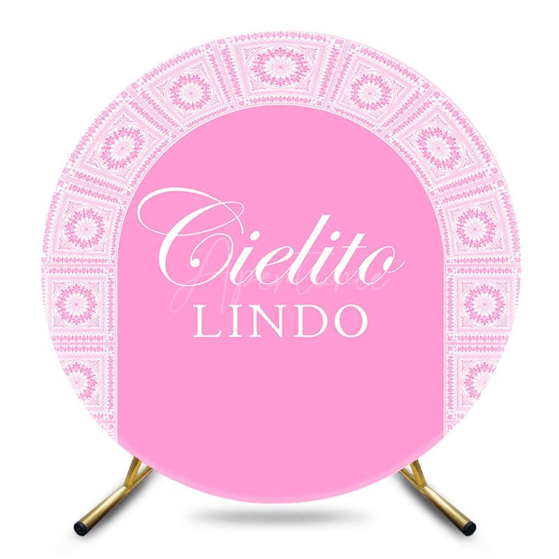 Aperturee - Aperturee Pink Floral Pattern Cielito Lindo Round Backdrop