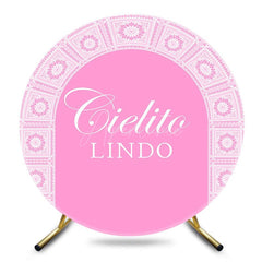 Aperturee - Aperturee Pink Floral Pattern Cielito Lindo Round Backdrop