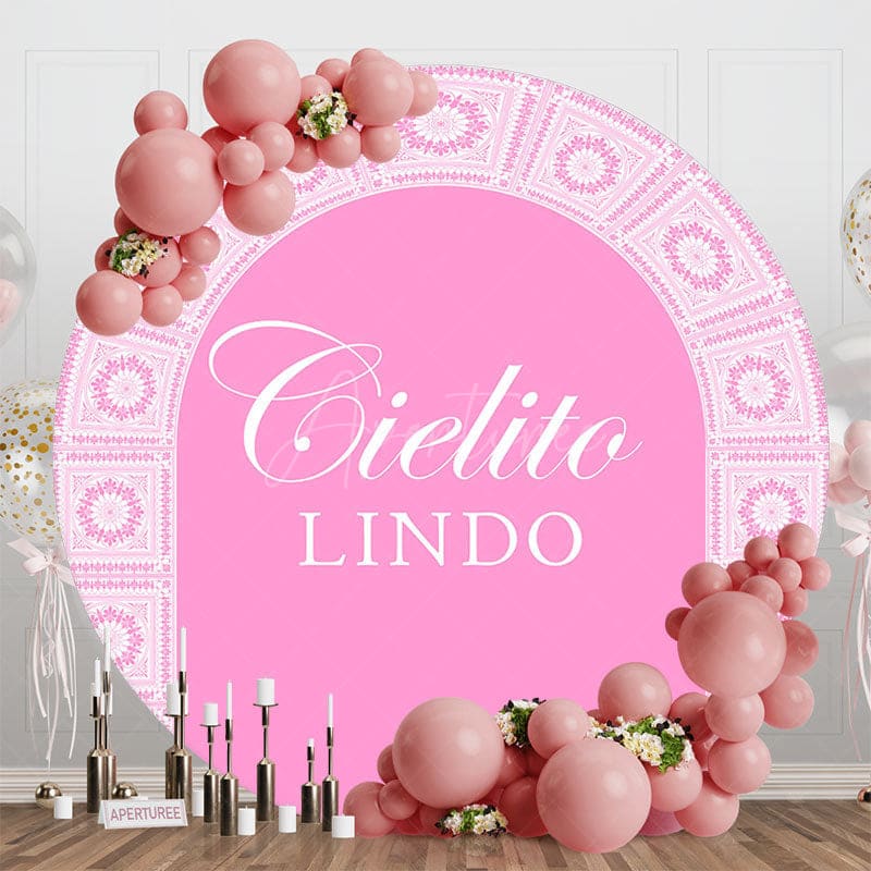 Aperturee - Aperturee Pink Floral Pattern Cielito Lindo Round Backdrop
