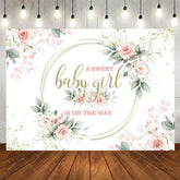 Aperturee - Aperturee Pink Floral Plant Baby Girl Gender Reveal Backdrop