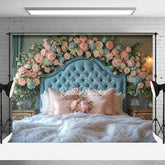 Aperturee - Aperturee Pink Floral Soft Curtain Elegant Headboard Backdrop