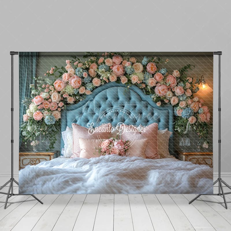 Aperturee - Aperturee Pink Floral Soft Curtain Elegant Headboard Backdrop