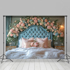 Aperturee - Aperturee Pink Floral Soft Curtain Elegant Headboard Backdrop