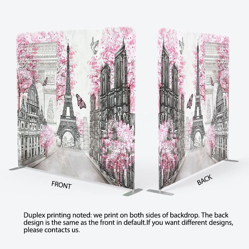 Aperturee - Aperturee Pink Floral Tree French Vibe Pillow Case Backdrop