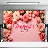 Aperturee - Aperturee Pink Floral Wall International Womens Day Backdrop