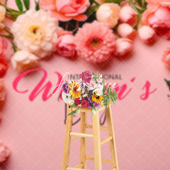 Aperturee - Aperturee Pink Floral Wall International Womens Day Backdrop