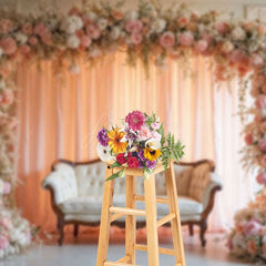 Aperturee - Aperturee Pink Flower Arch Sweet Wedding Photography Backdrop