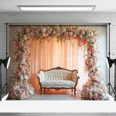 Aperturee - Aperturee Pink Flower Arch Sweet Wedding Photography Backdrop