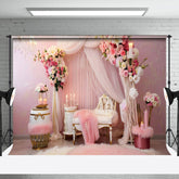 Aperturee - Aperturee Pink Flowers Curtains Wedding Photography Backdrop
