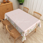 Aperturee - Aperturee Pink Gingham Bunny Rectangle Tablecloth Realistic Rabbit Easter Egg Table Cover Rustic Spring Farmhouse Decor