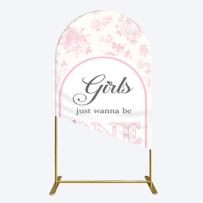 Aperturee - Aperturee Pink Girls Just Wanna Be One Birthday Arch Backdrop