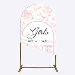 Aperturee - Aperturee Pink Girls Just Wanna Be One Birthday Arch Backdrop